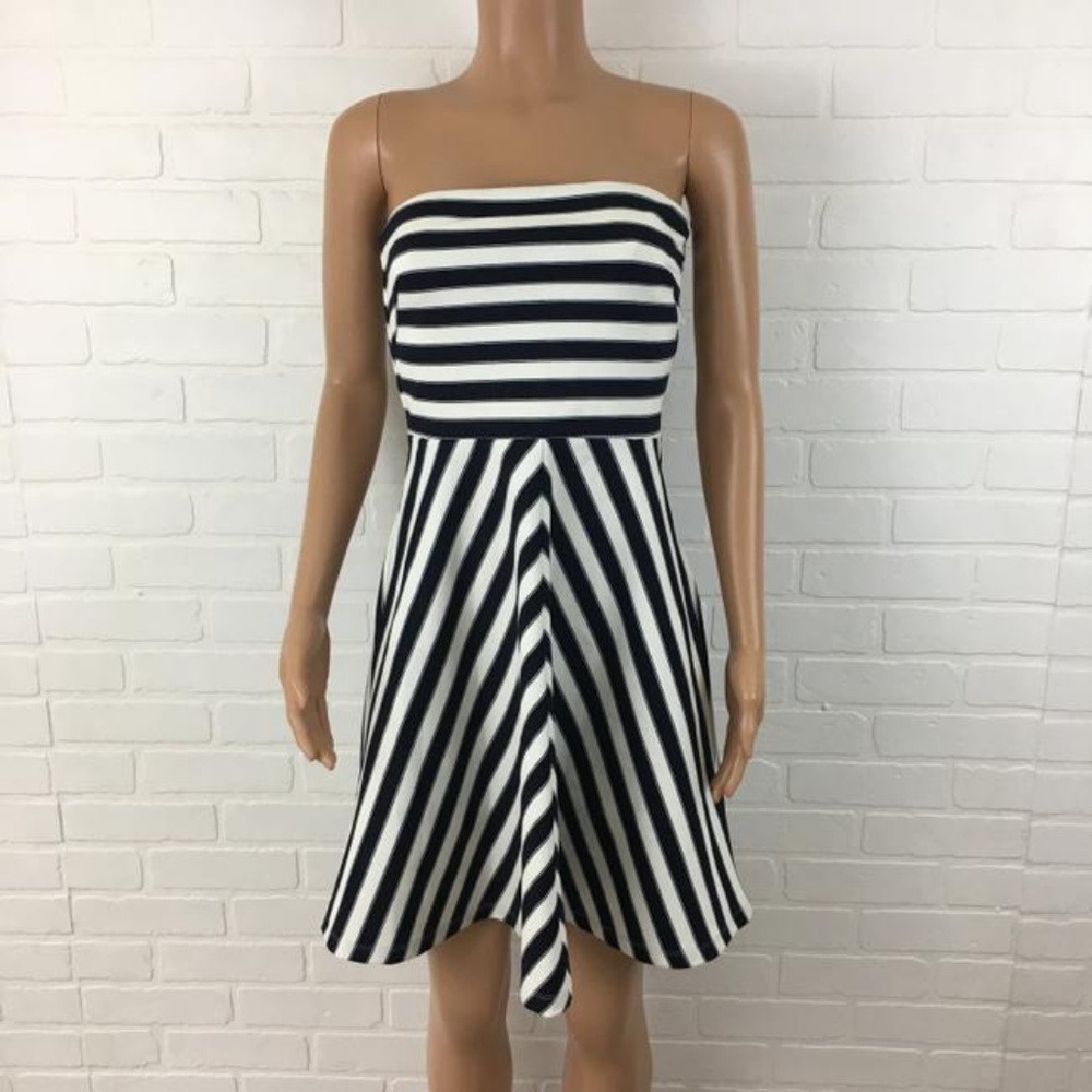 The Limited White/Navy Strapless dress